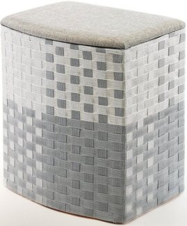 Kobolo Wäschekorb Wäschebehälter - Nylon - weiß-grau - 44x32x52cm