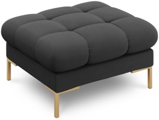 Micadoni Hocker Mamaia 1-Sitzer Strukturierter Stoff Dunkelgrau Metall Gold