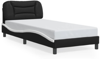 vidaXL Bettgestell ohne Matratze "Hvar" Schwarz und Weiß 80x200 cm Kunstleder 3207965