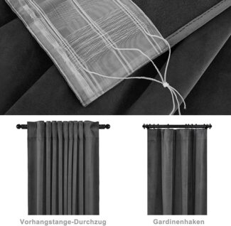 Woltu Vorhang (2 St), Multifunktionsband, verdunkelnd, mit Kräuselband blickdicht 300g/m²