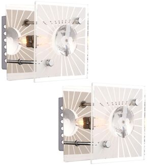 2er Set LED Wandleuchte, Chrom, Kristalle klar, satiniert, L 11cm