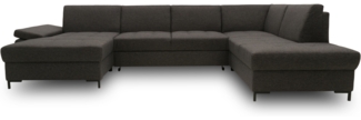 DOMO Collection Capelo FK, Wohnlandschaft mit Armlehnfunktion, Federkern, Webstoff pepper, 160 x 348 x 204 cm