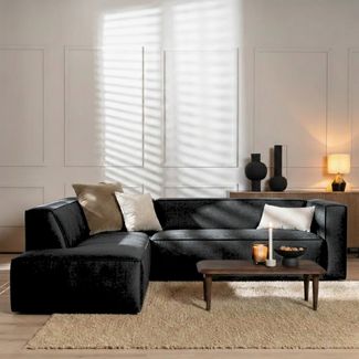 Bronx71 Ecksofa Memphis Samt anthrazit links