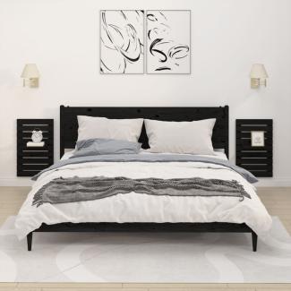 vidaXL Wand-Nachttische 2 Stk. Schwarz Massivholz Kiefer 824772