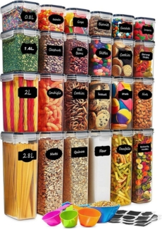 Simloveve Vorratsdose Vorratsbehälter 24 Set, Aufbewahrungsbox Küche Mit Deckel, (29-tlg), 0,8 / 1,4 / 2,0 / 2,8 L Volumen, mit Etiketten und Markern, stapelbar