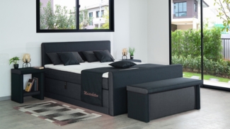 Meisterbetten Boxspringbett Amos 120x220 in W-Anthracite in W-Black, Matratzenbezug Nano, Ergoflex-Topper, mit Fussteil