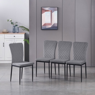 JYMTOM Esszimmerstuhl Samt/Kunstleder, hoher Lehne, Metallgestell, 4/6er-Set (4 St), Samt, Gitter-Design, für Wohnzimmer, Büro, Klassenzimmer
