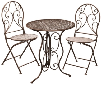 HTI-Living Balkonset Tischgruppe Lani Antik, (Set, 3-tlg, 1x Tisch, 2x Stühle), Sitzgruppe Metall Garten nostalgisch