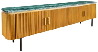 riess-ambiente TV-Board VENEZIANO 160cm messing / grün · Mangoholz-Lowboard mit Marmorplatte (Einzelartikel, 1 St), Retro-Design · Massivholz · Soft Close · Stauraum · grüner Marmor