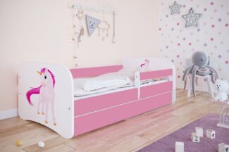 Bjird Kinderbett Babydream 180x80 cm 160x80 cm 140x70 cm (optional mit Matratze, mit Schublade Rausfallschutz und Lattenrost), verschieden Farben und Varianten für Mädchen und Jungen
