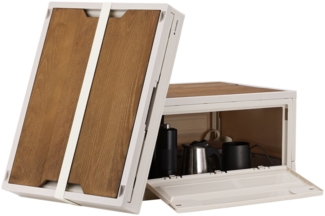 Navaris Aufbewahrungsbox 2x Outdoor Box - Campingbox für Auto - Kofferraum Box mit Rädern - 35L (2 St), Faltbare Camping Aufbewahrungsbox - Klappbox mit Holz Deckel