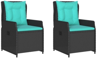 vidaXL Liegende Gartenstühle 2 Stk. Schwarz Poly Rattan 368660