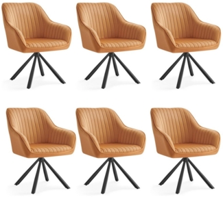 SONGMICS Esszimmerstuhl (6 St), Esszimmerstuhl, Küchenstuhl drehbar, Stahlbeine, mit Armlehnen