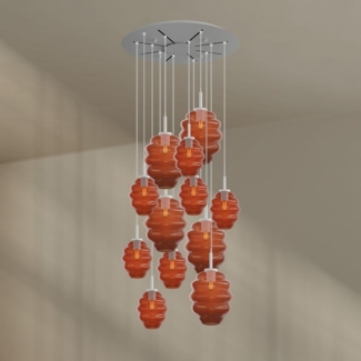 s.luce Echos Galerieleuchte 12-flammig Ø 80cm Baldachin Ø 18/25cm Braun, Weiß