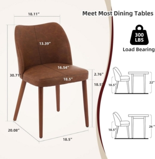 GarveeMore Esszimmerstuhl 2er-Set,Leinen gepolsterter Esszimmerstuhl mit Holzbeinen,Ohrensessel, Küchenstühle mit dicken Kissen für Esszimmer, Wohnzimmer