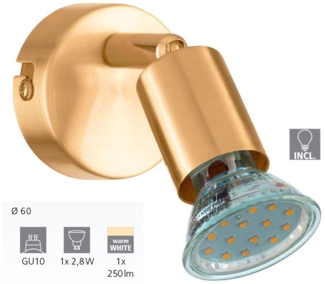 Eglo 33184 Spotleuchte BUZZ-LED GU10 1X2,8W Ø6cm Stahl messing gebürstet