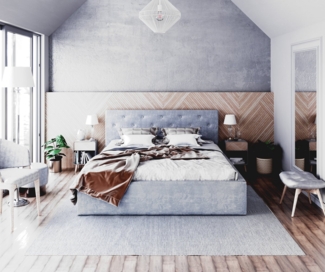 FDM Polsterbett Bettrahmen Bettgestell 90x200, 120x200, 140x200, 160x200, 180x200cm (MADE IN EU - mit hochwertigem Velours Bezug, Bettrahmen, Bett, Optional mit Matratze bestellbar, mit großen gepolsterten Kopfteil, mit Bettkasten zum aufklappen), Meta...