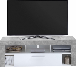 FMD Möbel - VIBIO 1 - TV/Hifi Lowboard - melaminharzbeschichtete Spanplatte - Beton LA/weiß - 150 x 53 x 41,4cm
