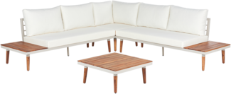 Ecksofa Lounge Set CORATO Akazienholz Cremeweiß