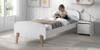 Einzelbett Kiddy 90x200 cm Nachtkonsole MDF Weiß