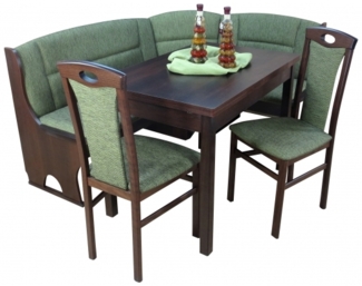 4tlg. Eckbankgruppe "Josef" 125X165 cm, nussbaum/oliv