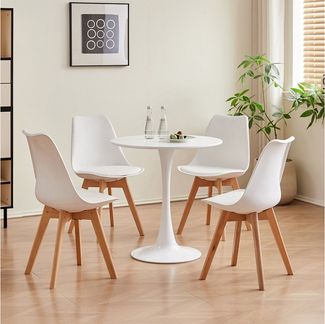 GrandCA HOME Esszimmerstuhl 4er/6er Set Esszimmerstuhl, Moderner Gepolsterter Küchenstuhl (6 St), mit Beine aus Buchenholz, weiß