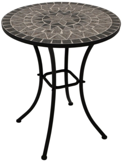 TPFGarden Gartentisch DERBY (Bistrotisch mit Mosaik-Tischplatte grau/weiss, Hochwertiges Gestell aus schwarz pulverbeschichtetem Eisen), Outdoor Esstisch - Terrassentisch - Maße (BxHxT): 60 x 70 x 60 cm