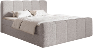 Selsey 'Cloudy II' Boxspringbett mit Bettkästen und Topper Bouclé Taupe, 200x200 cm