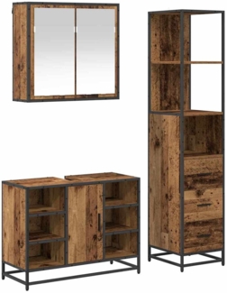 vidaXL Badezimmermöbel-Set mit Schubladen 3 pcs Altholz Holzwerkstoff 3402420