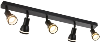 ZMH Deckenleuchte 5 Spots Schwarz: Metall Deckenlampe GU10 Innen Schwenkbare Spots für Küche Büro Wohnzimmer Schlafzimmer, Ohne Leuchtmittel