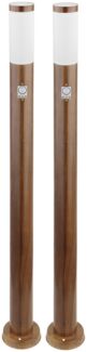 2x Stehleuchte, Bewegungsmelder, IP44, Holzoptik, H 110cm