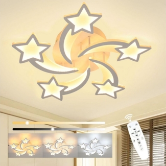 LETGOSPT Deckenleuchte 30W LED-Deckenleuchte mit Fernbedienung, dimmbare schlafzimmerlampe, LED fest integriert, Kreatives Sternform-Design, Deckenleuchte für Kinderzimmer