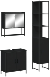 vidaXL 3-tlg. Badmöbel-Set Schwarz Holzwerkstoff 3214680