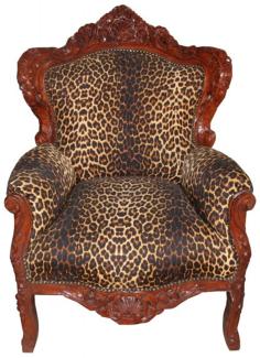 Casa Padrino Barock Sessel King Leopard / Braun 85 x 85 x H. 120 cm