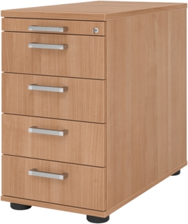 bümö Schreibtisch Schrank abschließbar, Schubladenschrank Holz in Nussbaum, Container mit Schubladen - Schubladen Schrank Büro, Schreibtisch Container od. Schreibtisch Kommode mit Chromgriffe, SC50-N-N-CE