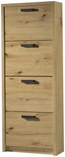 Schuhkipper Schuhschrank Garderobe 4 Doppelwalzen 64 x 164 x 24 cm Asteiche