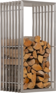 DELUKE® Kaminholzregal Metall PREMIUM - Innen und Aussen, Edelstahl Brennholzregal innen Kaminholzständer Kaminholzhalter Feuerholzregal Aussen Holz stapeln Terrasse, 40x50x100cm