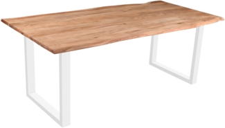 Esstisch Baumkante massiv Akazie eichefarben 200 x 100 cm weiß DEREK 137043262