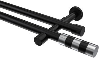 Gardinenstangen-Set Prestige Mavell 100 cm, 2-läufig (ohne Ringe), 20 mm Ø Schwarz