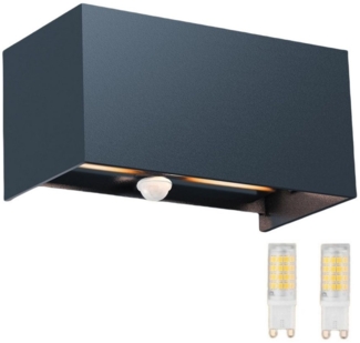 WILGOON LED Wandleuchte G9 Würfel Wandlampe mit Bewegungsmelder Auf & ab Lichtstrahl Schwarz, LED fest integriert, warmweiß, Außenlampe mit Bewegungssensor,einstellbarer Lichtstrahl, Außen Innen