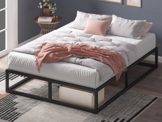 ZINUS Bettgestell Joseph Moderner Bettrahmen mit Holzlattenrost (Packung, 1-tlg, Doppel/Einzelbett, Schwarz, 180x200 cm), Kinderleichter Aufbau, Robust, EcoFriendly Packaging