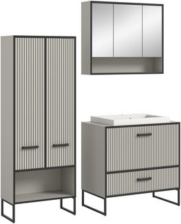 Badezimmer-Set >Bagno< (3-teilig) inkl. Waschbecken, in kaschmir Dekor - 154x192x48cm (BxHxT)