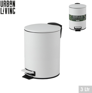 Urban Living 3 Liter Tret-Mülleimer Kosmetikeimer Tretmülleimer 44023 weiß