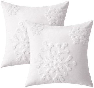 CLTYQ Kissenbezug Kissenbezug Weihnachten 2 Stück, Weihnachtsdeko Kissenbezug 45x45 cm, Schneeflockenstickerei,Kissenbezüge aus Canvas weiche