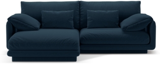 Micadoni Ecksofa Torino 3-Sitzer Strukturierter Stoff Marineblau Links