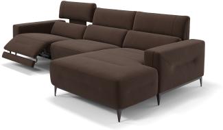 Sofanella Eckcouch TERAMO Ecksofa Wohnlandschaft Stoffsofa in Dunkelbraun S: 260 Breite x 101 Tiefe