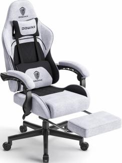 Dowinx Gaming-Stuhl Taschenfederkissen mit Kopfstützenmassage, ergonomisches Design, mit Fußstütze, Weiß