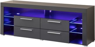 Lowboard >Goal Carbon< inkl. Beleuchtung, schwarz, Carbon-Dekor - 179 x 66 x 44 cm (BxHxT)