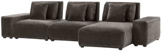 Casa Padrino Luxus Wohnlandschaft Grau / Schwarz 340 x 159 x H. 83 cm - Wohnzimmer Sofa mit 6 Kissen - Luxus Qualität