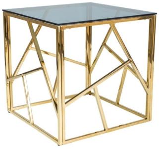 Couchtisch Glastisch Escada B 55 x 55 x 55 cm Gold Rauchglas